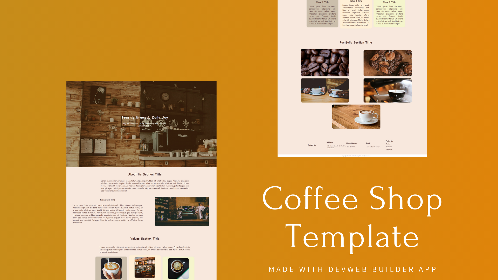 maquette coffee shop portfolio agencedevweb
