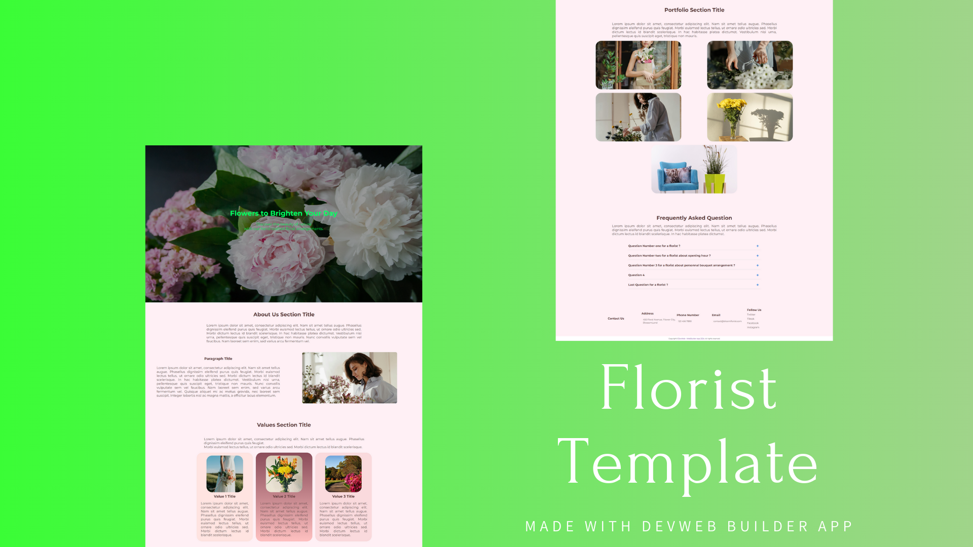 maquette florist portfolio agencedevweb