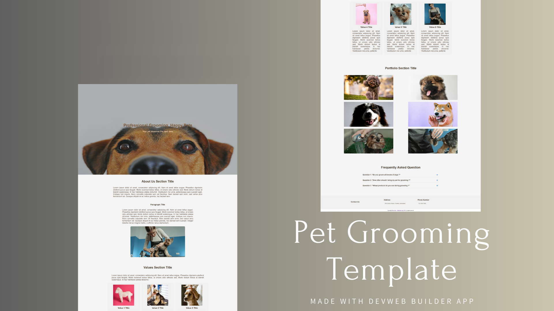 maquette pet grooming patisserie portfolio agencedevweb