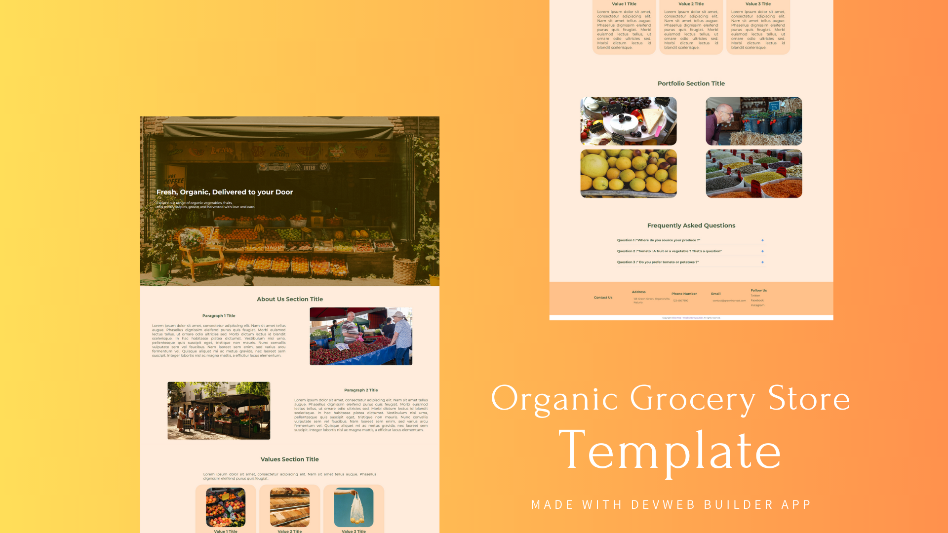 maquette organic grocery store portfolio agencedevweb